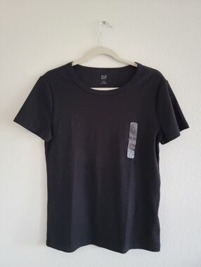 NWT Gap Ribbed Crewneck T-Shirt Black Short Sleeve Tee Size Large
